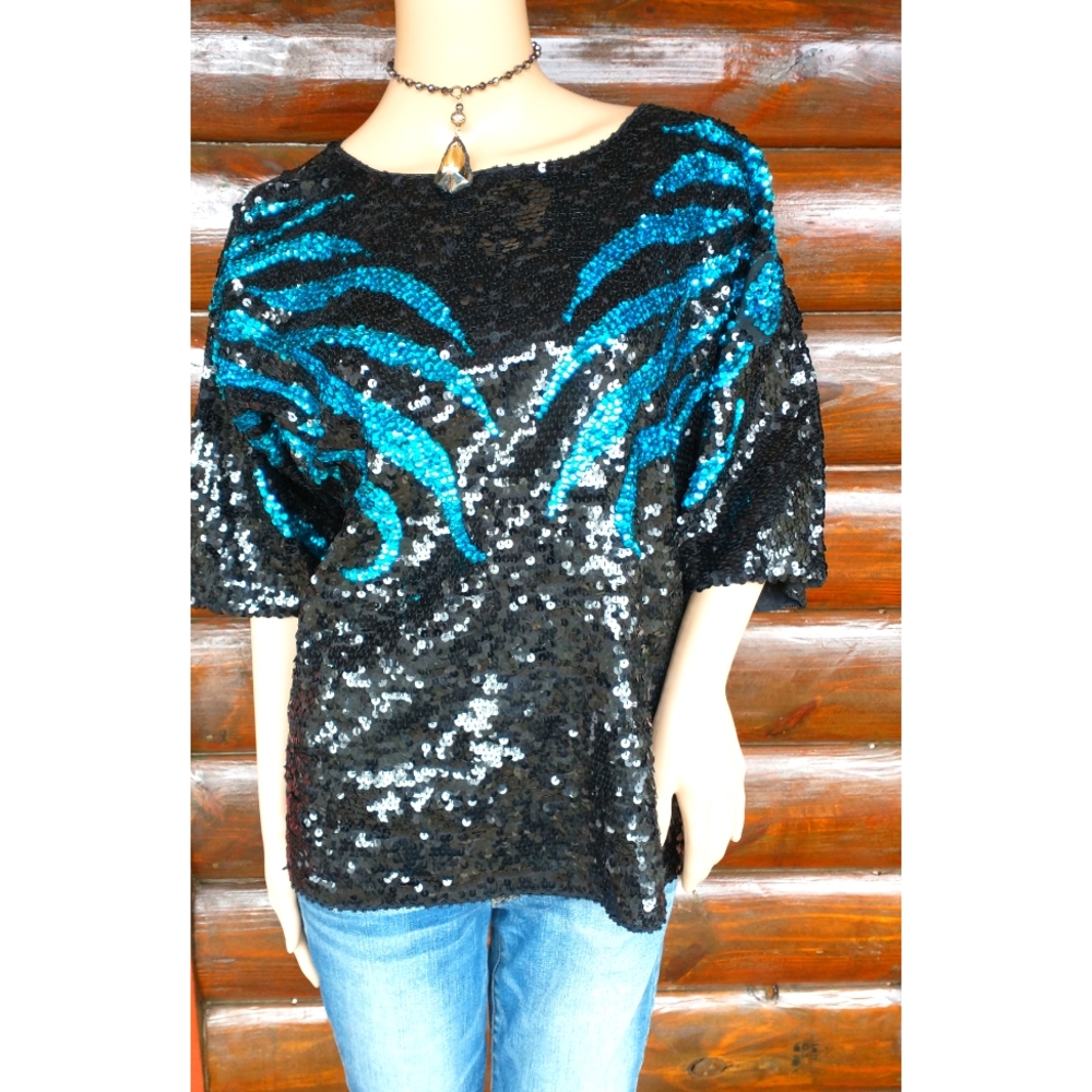 Vintage Sequined/Beaded Top Size L